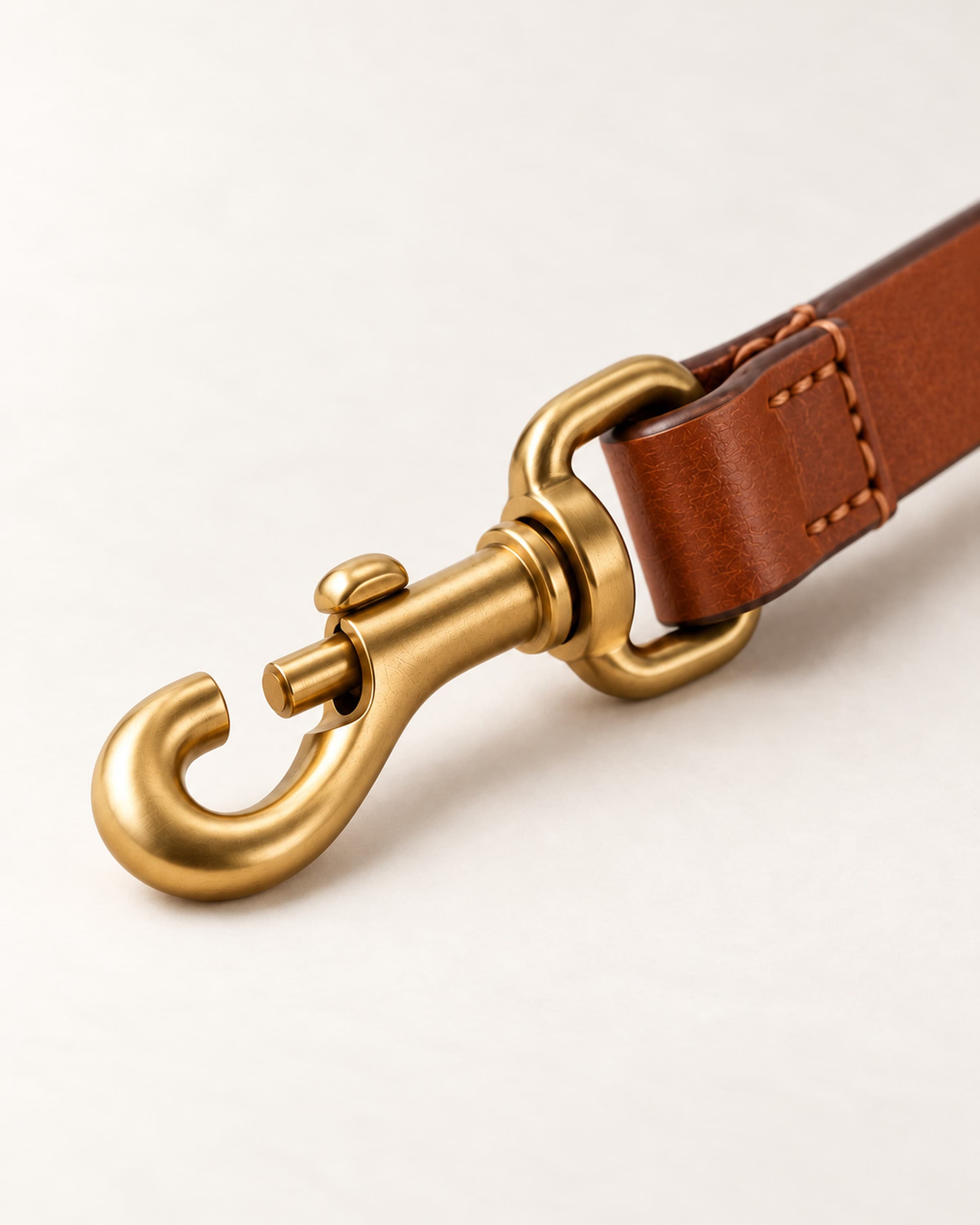 Messingkarabiner, halb geöffnet, Makro